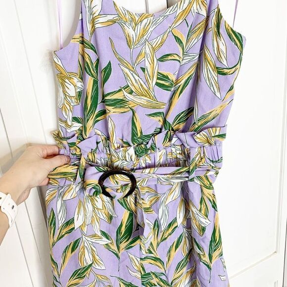J.O.A. Just One Answer Raya Lavender Floral Midi Belted Dress Women’s Sz X-Small - Picture 7 of 15